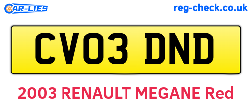 CV03DND are the vehicle registration plates.