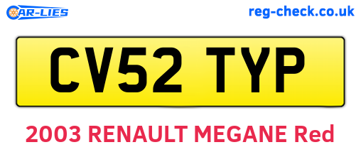 CV52TYP are the vehicle registration plates.