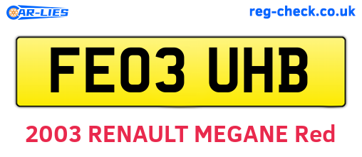 FE03UHB are the vehicle registration plates.