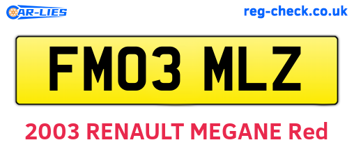 FM03MLZ are the vehicle registration plates.