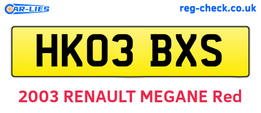 HK03BXS are the vehicle registration plates.