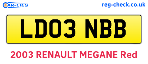 LD03NBB are the vehicle registration plates.