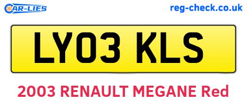 LY03KLS are the vehicle registration plates.