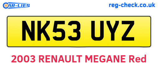 NK53UYZ are the vehicle registration plates.