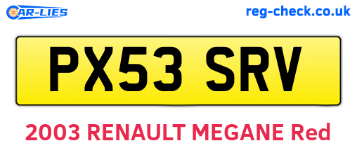 PX53SRV are the vehicle registration plates.