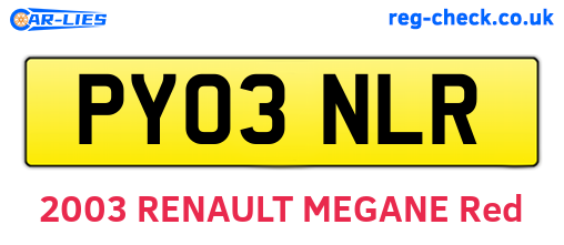 PY03NLR are the vehicle registration plates.