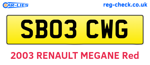SB03CWG are the vehicle registration plates.