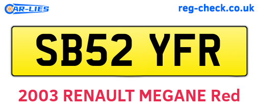 SB52YFR are the vehicle registration plates.