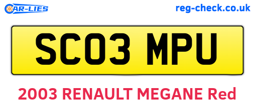 SC03MPU are the vehicle registration plates.