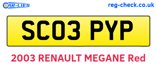 SC03PYP are the vehicle registration plates.