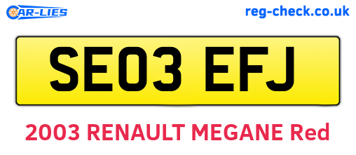 SE03EFJ are the vehicle registration plates.
