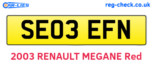 SE03EFN are the vehicle registration plates.