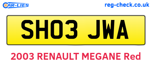 SH03JWA are the vehicle registration plates.