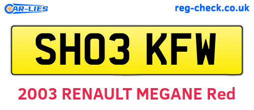 SH03KFW are the vehicle registration plates.