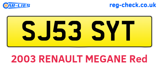 SJ53SYT are the vehicle registration plates.