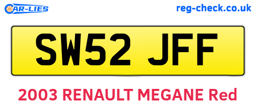 SW52JFF are the vehicle registration plates.
