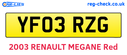 YF03RZG are the vehicle registration plates.