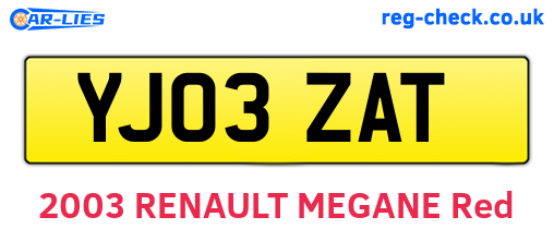 YJ03ZAT are the vehicle registration plates.