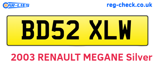BD52XLW are the vehicle registration plates.