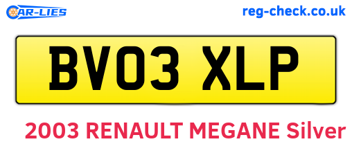 BV03XLP are the vehicle registration plates.