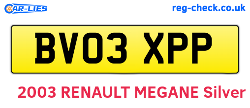 BV03XPP are the vehicle registration plates.