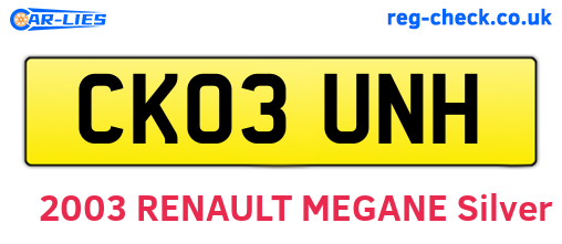 CK03UNH are the vehicle registration plates.