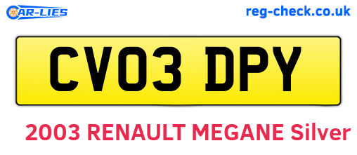 CV03DPY are the vehicle registration plates.