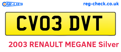 CV03DVT are the vehicle registration plates.
