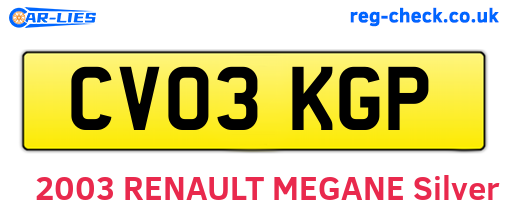 CV03KGP are the vehicle registration plates.
