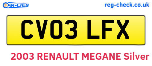 CV03LFX are the vehicle registration plates.