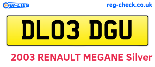 DL03DGU are the vehicle registration plates.