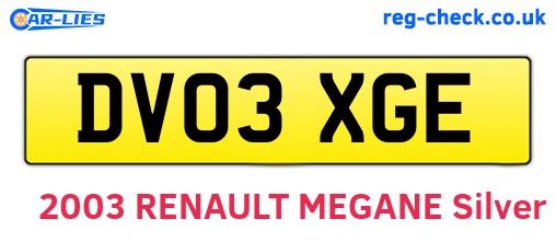 DV03XGE are the vehicle registration plates.