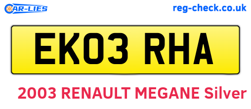 EK03RHA are the vehicle registration plates.