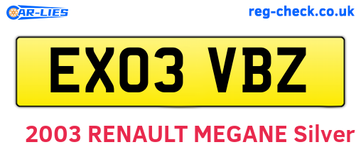 EX03VBZ are the vehicle registration plates.