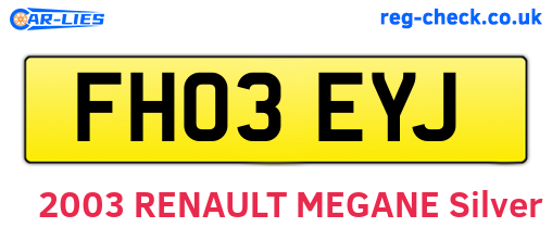 FH03EYJ are the vehicle registration plates.