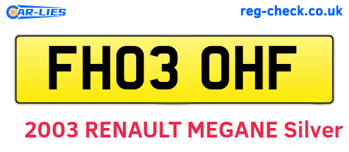 FH03OHF are the vehicle registration plates.