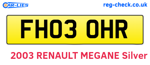 FH03OHR are the vehicle registration plates.