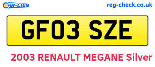 GF03SZE are the vehicle registration plates.