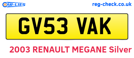 GV53VAK are the vehicle registration plates.