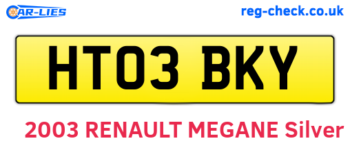 HT03BKY are the vehicle registration plates.