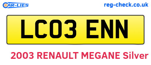 LC03ENN are the vehicle registration plates.