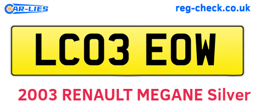 LC03EOW are the vehicle registration plates.