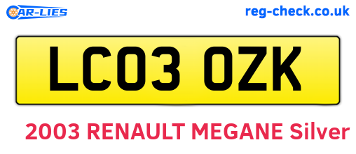 LC03OZK are the vehicle registration plates.