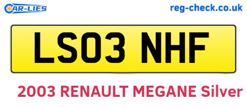 LS03NHF are the vehicle registration plates.