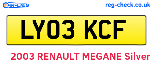 LY03KCF are the vehicle registration plates.