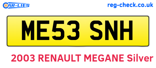 ME53SNH are the vehicle registration plates.