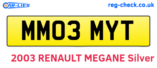 MM03MYT are the vehicle registration plates.