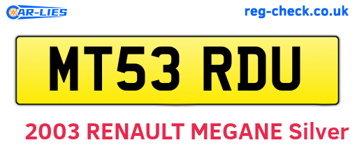 MT53RDU are the vehicle registration plates.