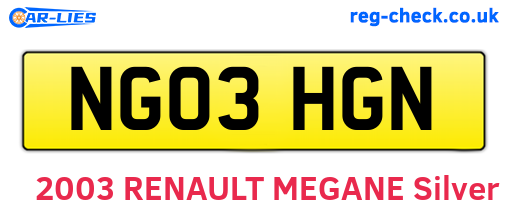 NG03HGN are the vehicle registration plates.