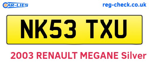 NK53TXU are the vehicle registration plates.
